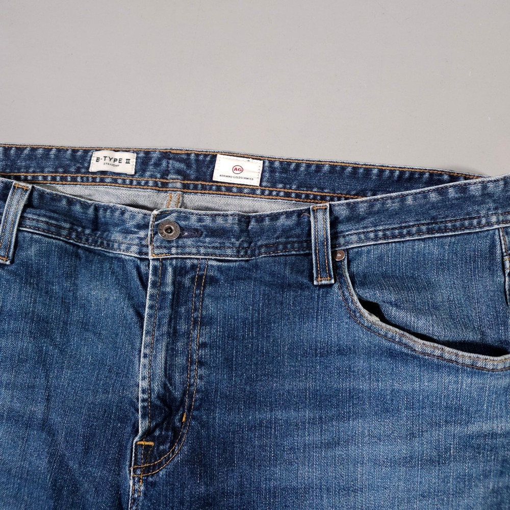 AG Adriano Goldschmied B-Type II Jeans Mens‎ 42x32 Blue Straight Leg Denim